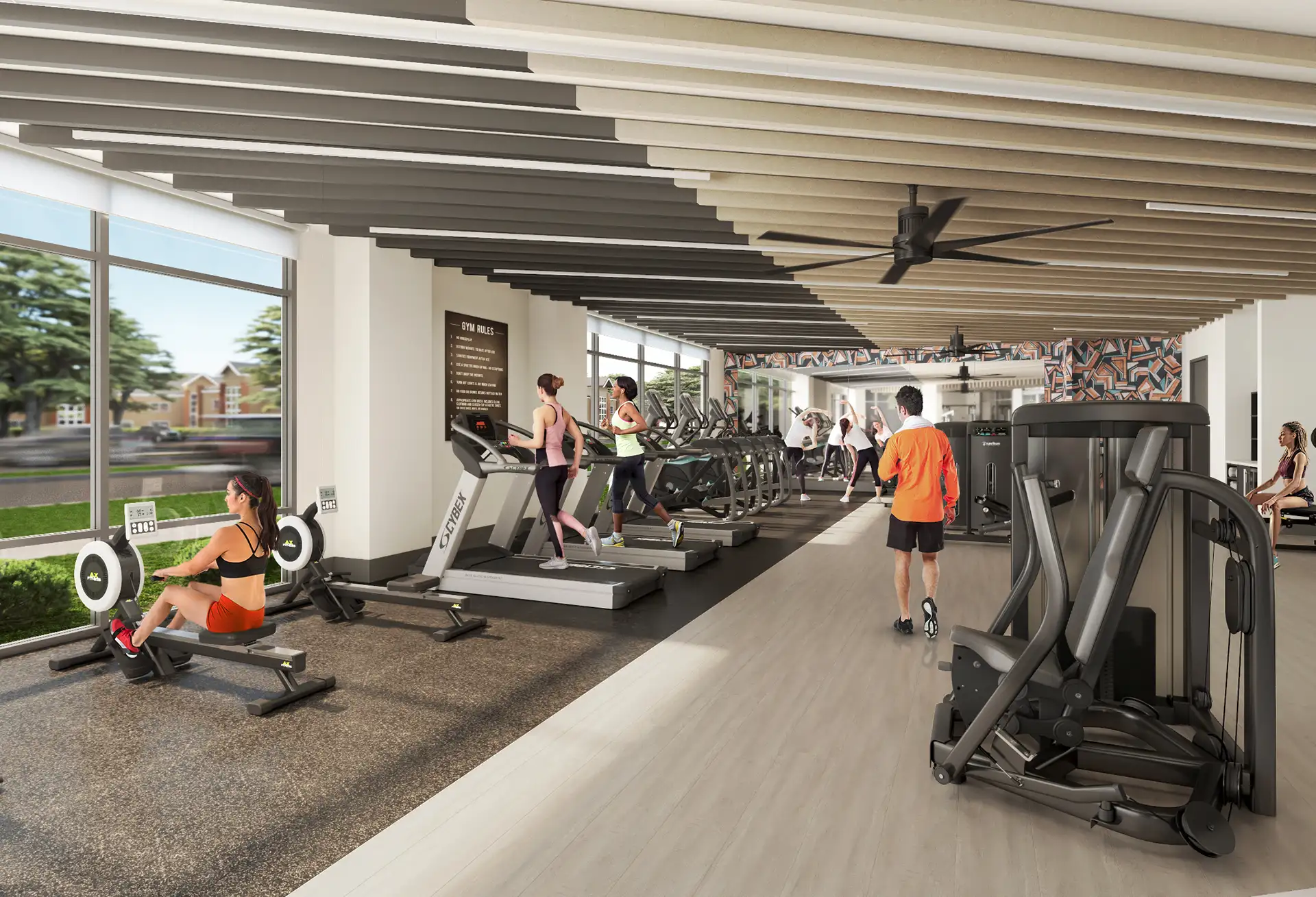 fitness center with plenty of workout equipment
